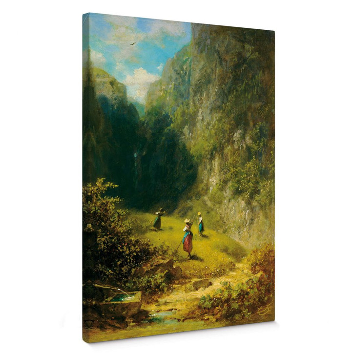 Leinwandbild Spitzweg - Heuernte im Hochgebirge - WA375431