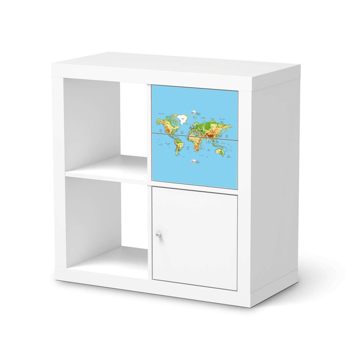 Möbelfolie IKEA Kallax Regal Schubladen - Geografische Weltkarte - CR115666