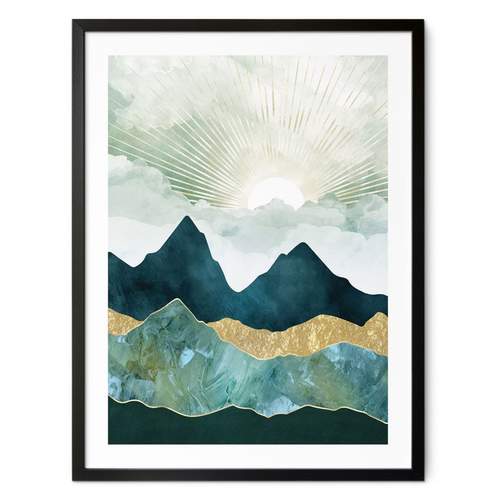 Poster Sonnige Landschaft in Blau und Gold - SpaceFrog Designs - WA428077