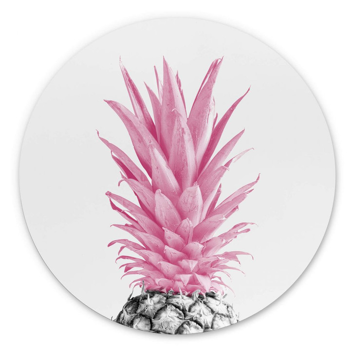 Rundes Wandbild Pinke Ananas - 1X Studio - Alu-Dibond - WA393566