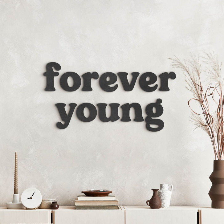 Spruch Wanddeko Forever young - MDF Holzdeko - WA405753