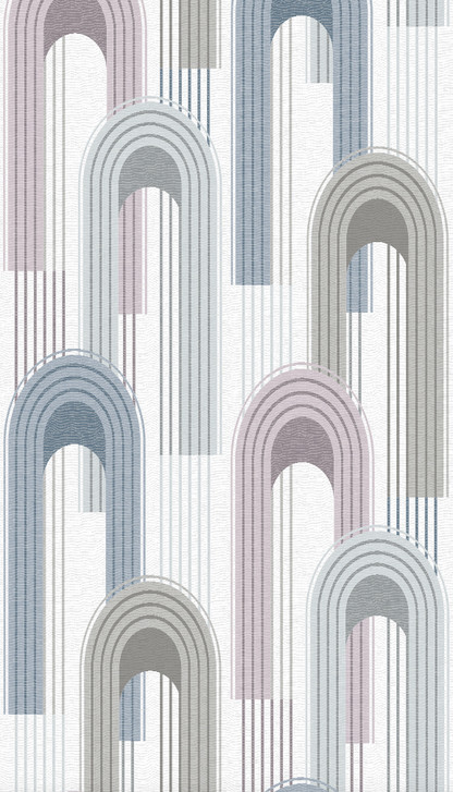 Vliestapete mit Rundbogen Motiv in grau, beige, blau Grafisch - WA450294