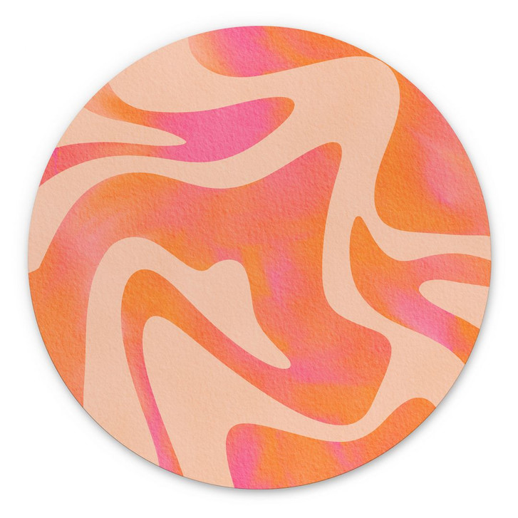 Wandbild Abstrakte Wellen in Orange-pink - Bloom - Alu-Dibond - Rund - WA394262