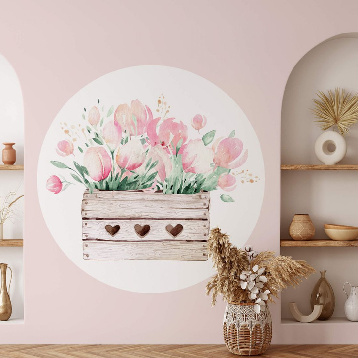 Wandtattoo Kvilis - Frühlingsgruss mit Tulpen - Rund - WA312611