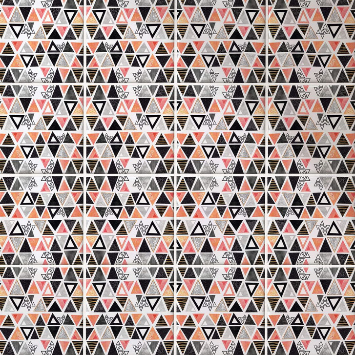 Fliesenaufkleber Fredriksson - Dreiecke Schwarz Apricot - 12er Set - WA340460
