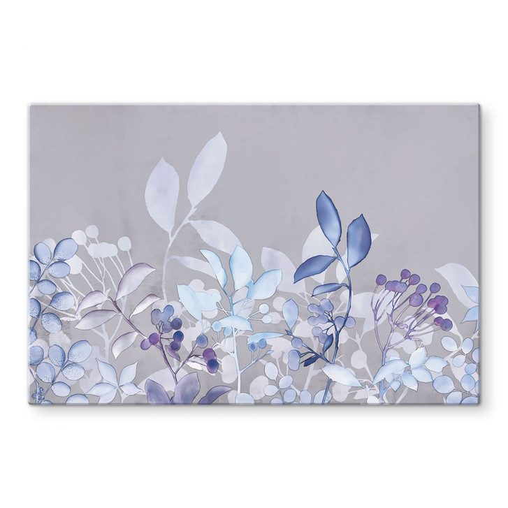 Glasbild Blaue Aquarell-Pflanzen - Haase - WA424742