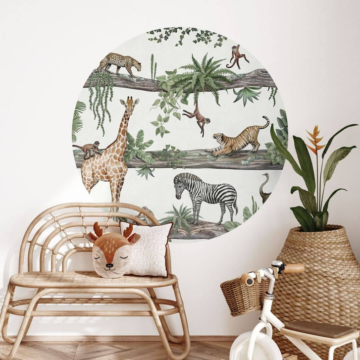Kinderzimmer Wandtattoo Afrikanische Tiere im Dschungel - Kikki Belle - Rund - WA501088