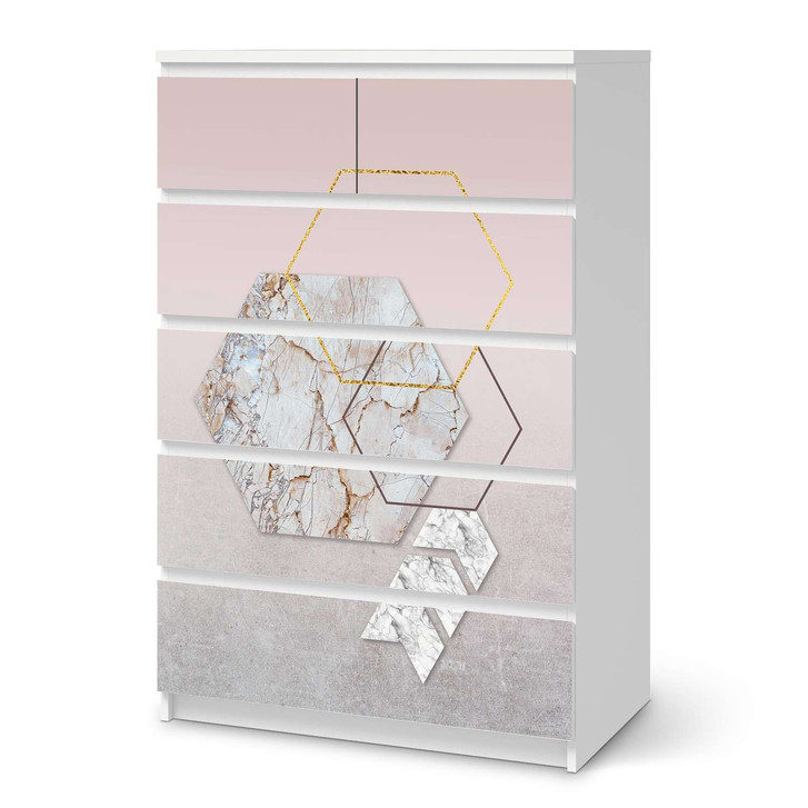 Möbel Klebefolie IKEA Malm Kommode 6 Schubladen (hoch) - Hexagon - CR113727