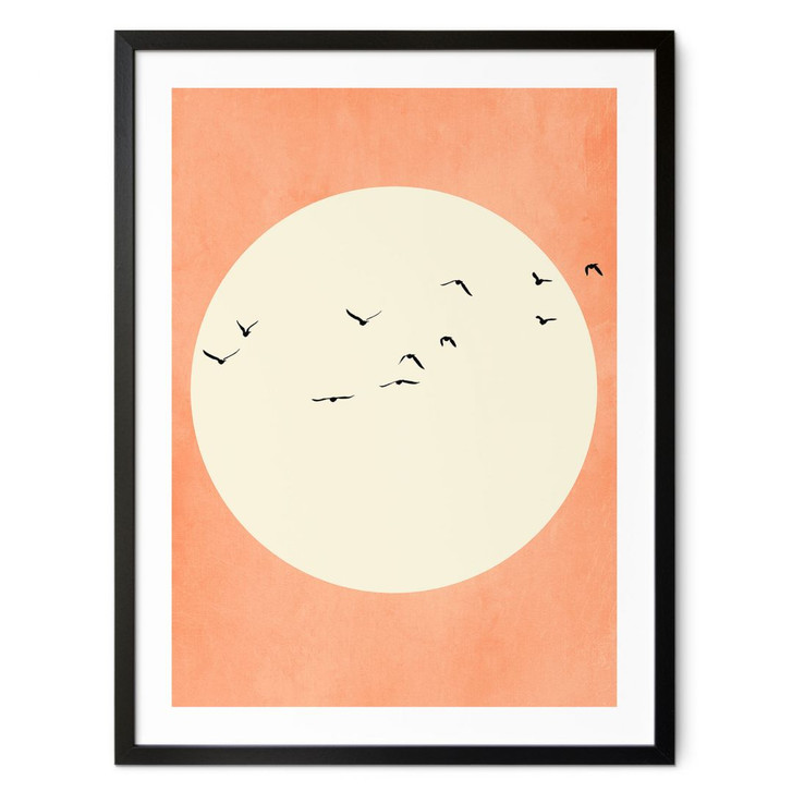 Poster Vogelschwarm vor der warmen Sonne - Kubistika - WA409302