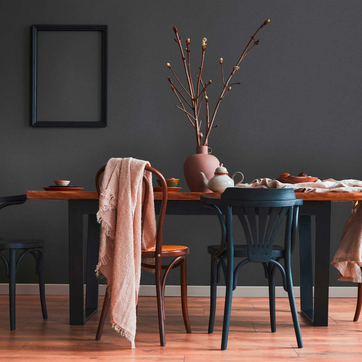 Tapete Einfarbig Schwarz - Textilstruktur Tapete Uni - Design Vliestapete - WA395821