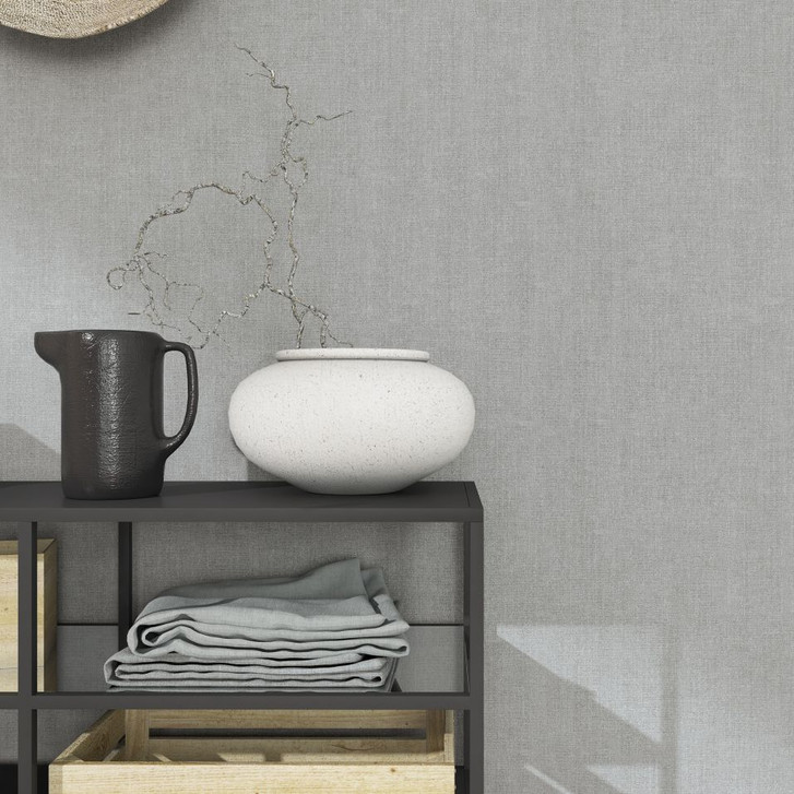 Vliestapete mit starkem Textil-Look grau Struktur - WA508820