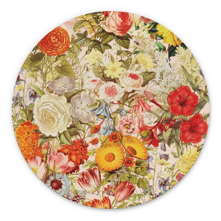 Wandbild Farbenfrohe Blumencollage - Frida Floral Studio - Alu-Dibond - Rund - WA423063