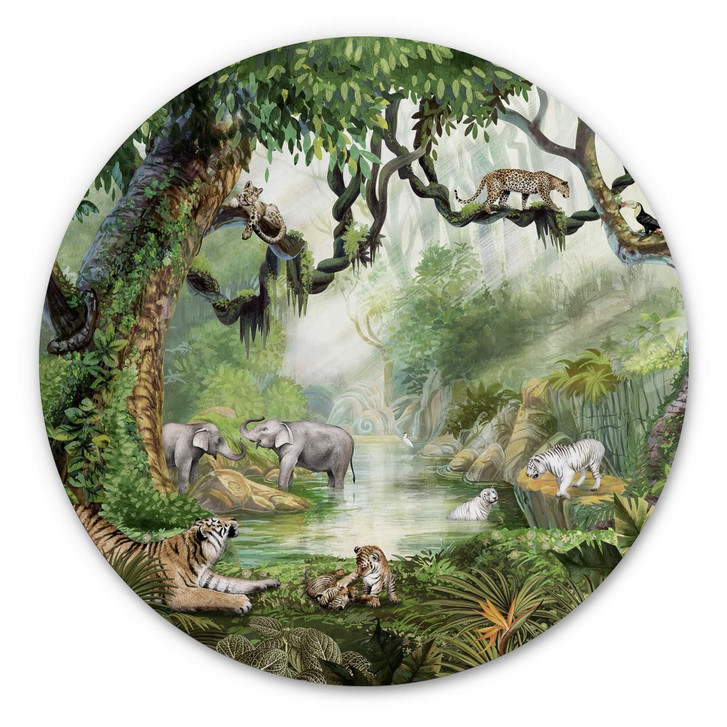 Wandbild Kikki Belle - Dschungelkatzen - Alu-Dibond Rund - WA383027