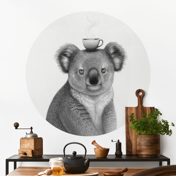 Wandtattoo Koalabär mit Kaffee - Korenkova - Rund - WA518268