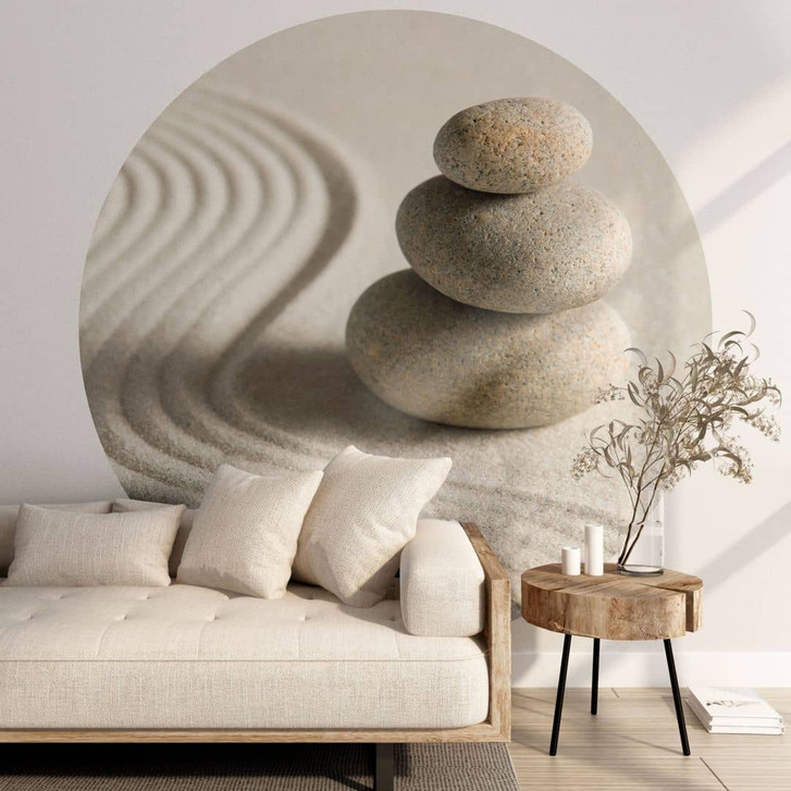 Wellness Fototapete Stone in Sand 2 - Rund - Selbstklebend/Vlies - WA471528