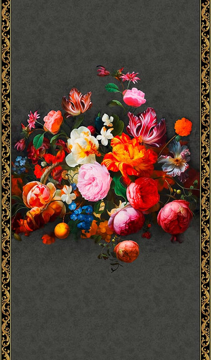 Fototapete Blumenmotiv Floral Klassisch, Romantisch matt in Schwarz 2.70 x 1.59m - WA461645