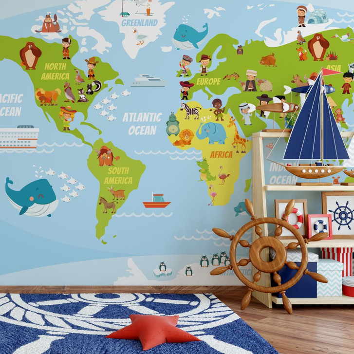Fototapete Lustige Kinder Weltkarte - WA226896