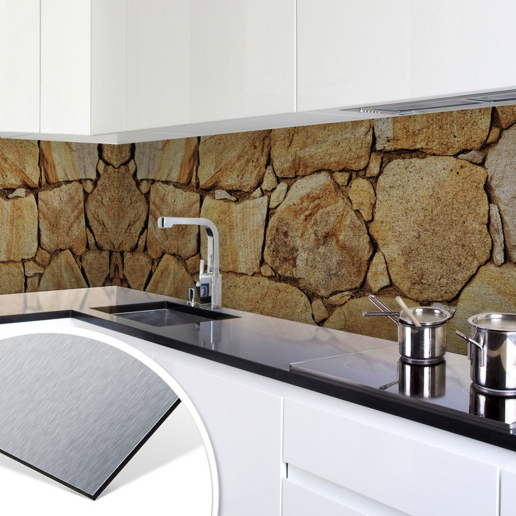 Küchenrückwand - Alu-Dibond-Silber - Mauer 03 - WA134733