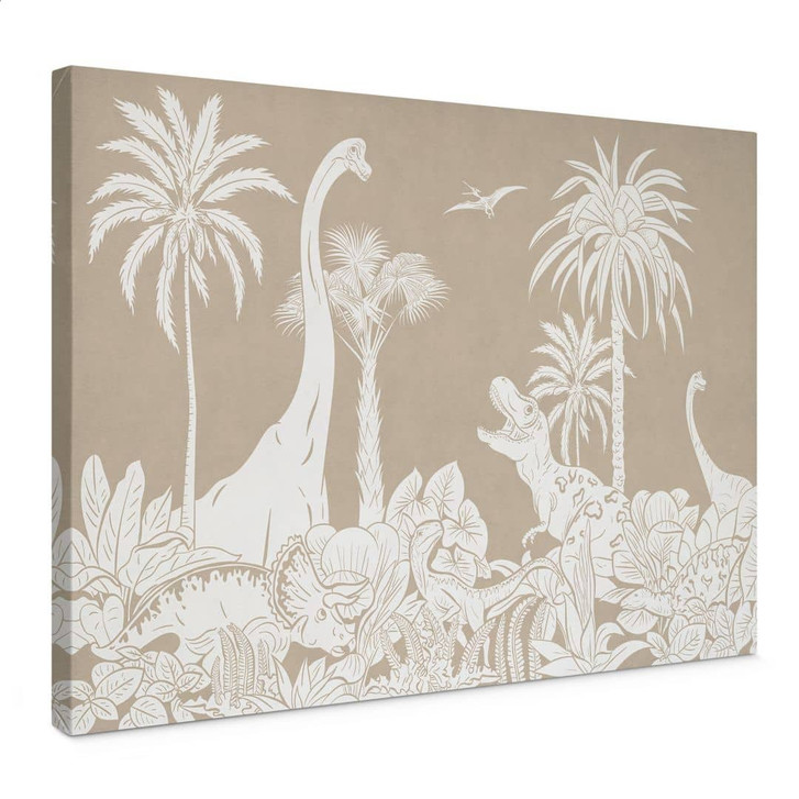 Leinwandbild Dinosaurier im wilden Dschungel - Braun - Kikki Belle - WA435768