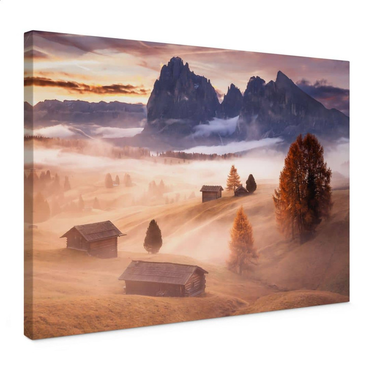 Leinwandbild Herbstnebel in den Alpen - Selagea - WA449995