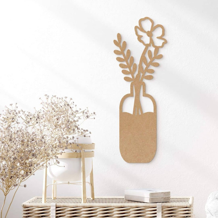 MDF - Holzdeko Natur Blumen in Vase - WA378514