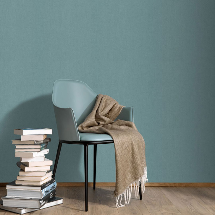 Moderne PVC-freie Uni-Vliestapete in türkis - WA397582