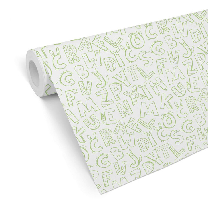 Mustertapete - Kinderalphabet - grün - WA236499