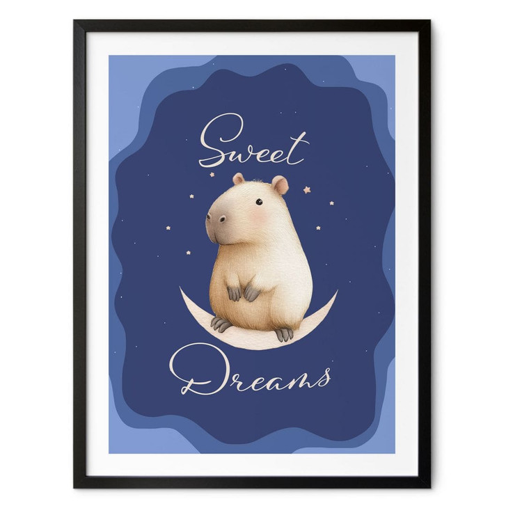 Poster für Kinder - Sweet Dreams - Capybara auf dem Mond - WA499520