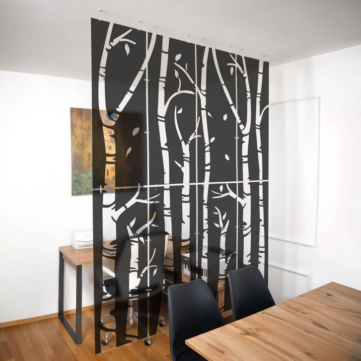 Raumteiler, Paravent, Sichtschutz hängend Baumstämme im herbstlichen Wald - WA449361