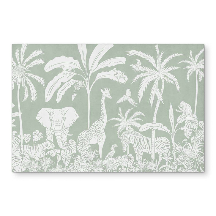 Wandbild Dschungeltiere in tropischem Grün - Kikki Belle - Alu-Dibond - WA441497