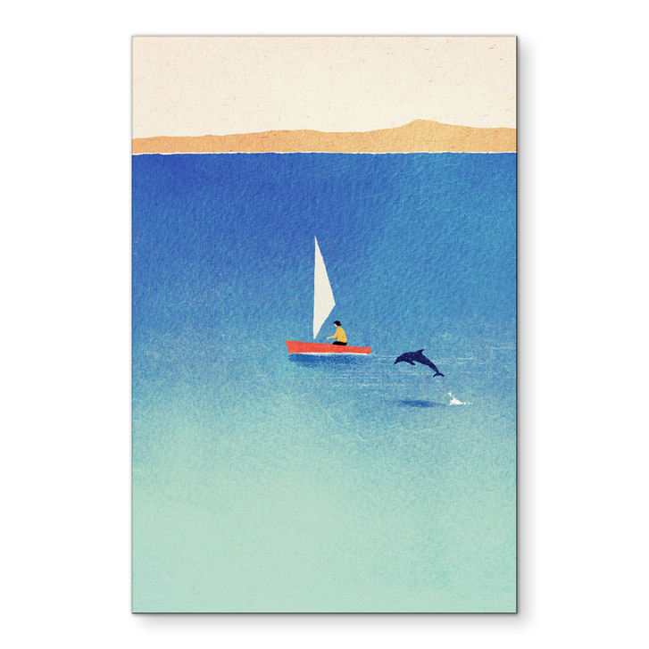 Wandbild Segeln mit Delfin im Meer - Rivers - Alu-Dibond - WA516410