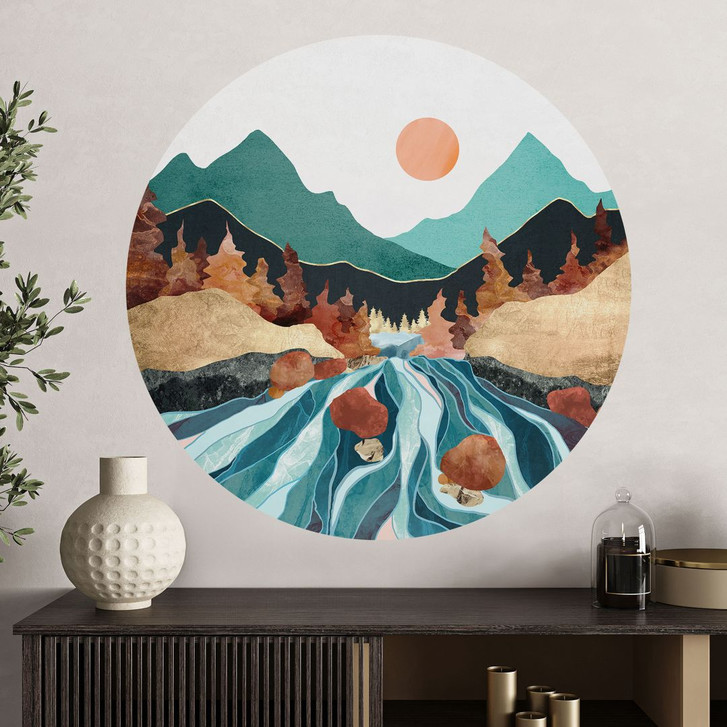 Wandtattoo Berg Land Fluss - SpaceFrog Designs - Rund - WA429989