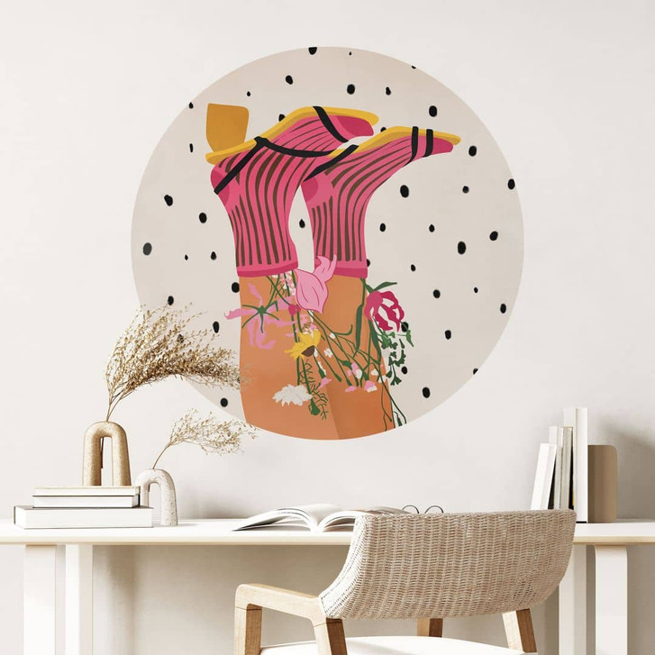 Wandtattoo Sockenliebe trifft Flower Power - Mokate - Rund - WA460556