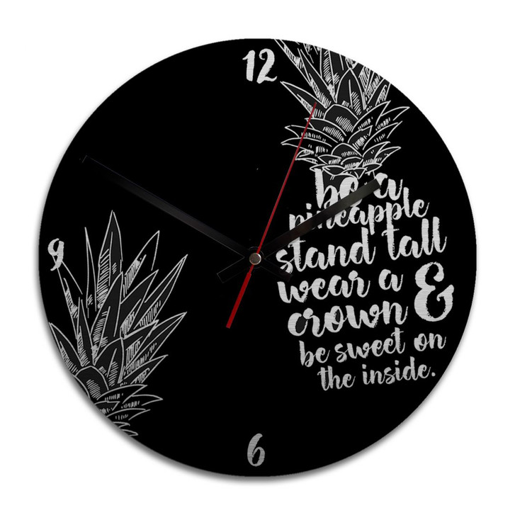 Wanduhr Alu-Dibond-Silbereffekt - Be a pineapple negativ - Ø 28cm - WA243335
