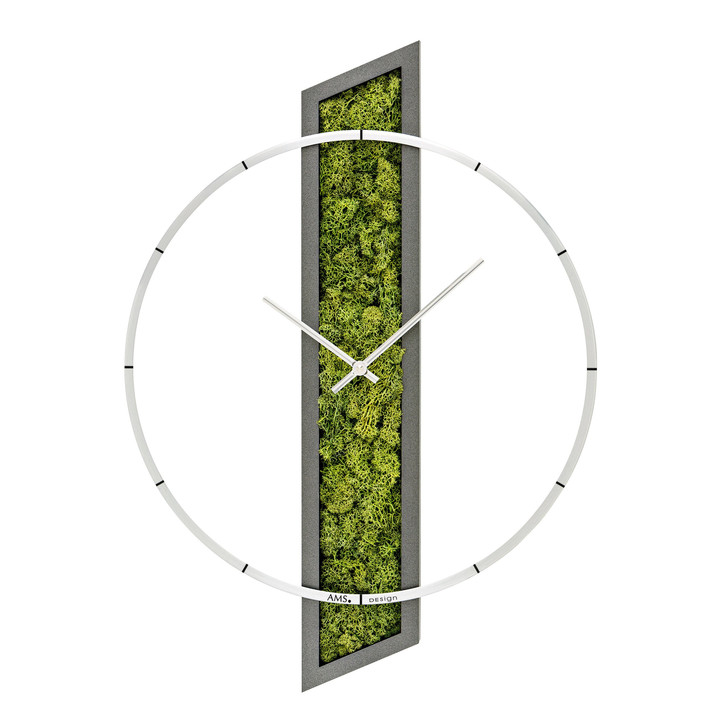 Wanduhr Holzgehäuse mit Moos und Zahlenring aus Metall - UG100750