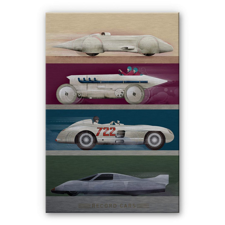 Alu-Dibond Bild mit Silbereffekt Braun - Record Cars - WA299214