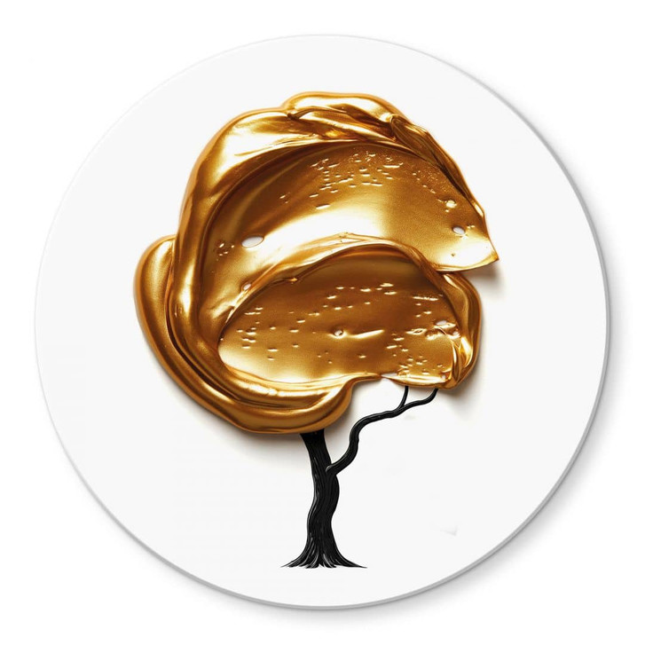 Glasbild Baum mit goldener 3D-Krone - Mielu - Rund - WA459438