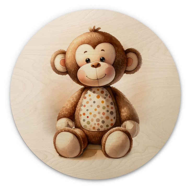 Holzbild Kleiner Affe - Magnusson - Rund - WA400751