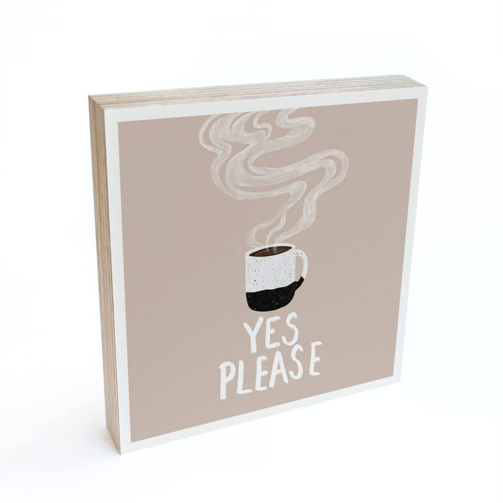 Holzbild zum Hinstellen - Heisse Tasse Kaffee am Morgen - EMELIEmaria - 15 x 15 cm - WA461371