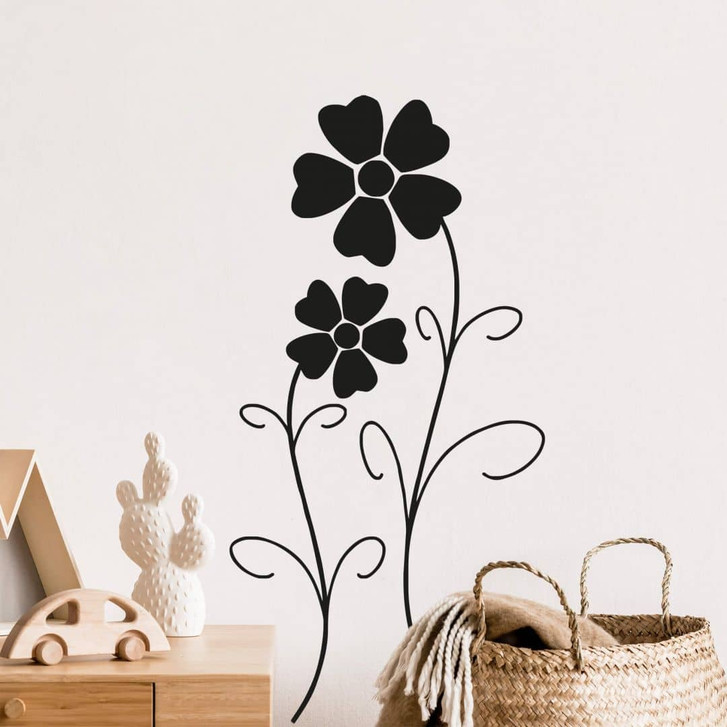 Wandtattoo Blumenmotiv schwarz - 60 x 120 cm - RS103047
