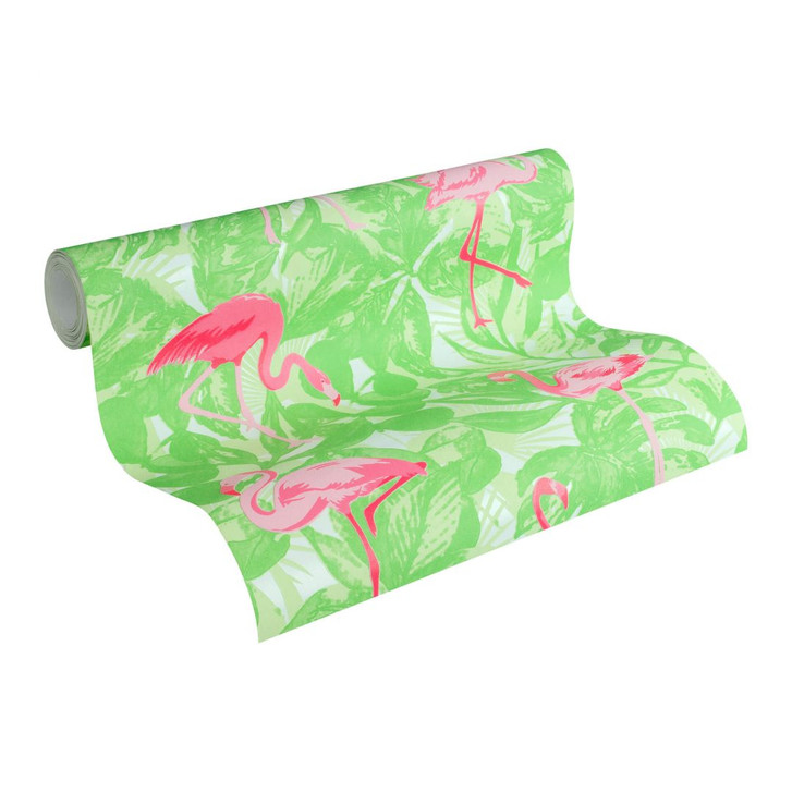 A.S. Création Vliestapete Club Tropicana Flamingos grün, rosa, rot - WA104839