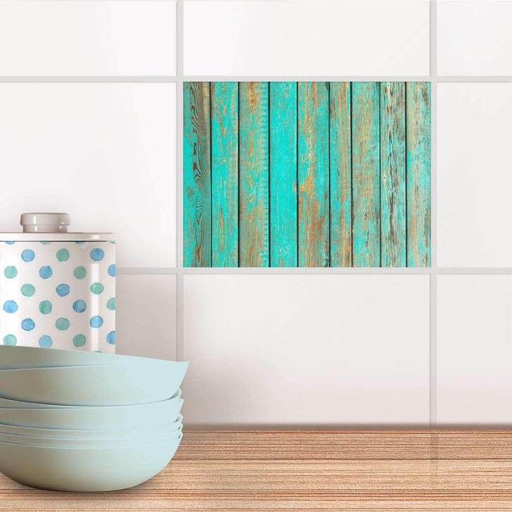 Fliesenfolie - Wooden Aqua - CR104332