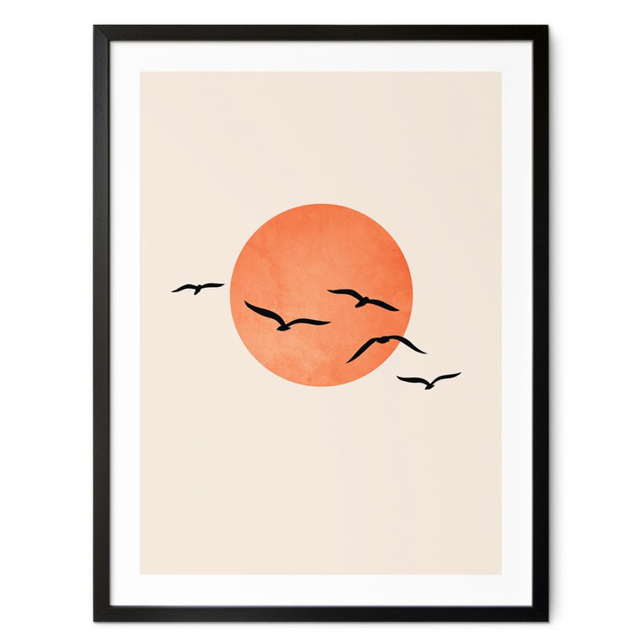 Poster Zugvögel fliegen der Sonne entgegen - Kubistika - WA409308