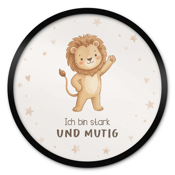 Rundes Affirmationsposter mit Löwe - 