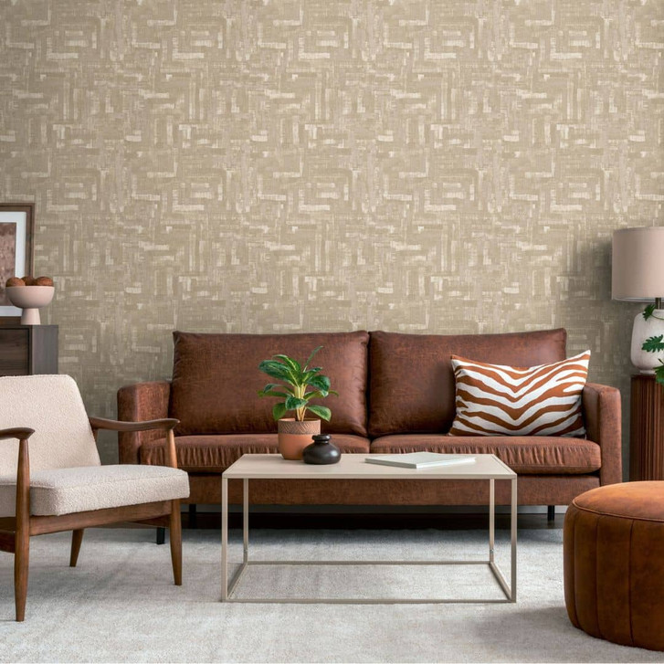 Strukturtapete mit Leinenstruktur Braun Beige – Geometrisches Muster - WA465513