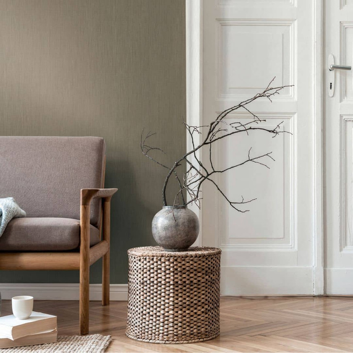 Unitapete Leinenstruktur Mintgrün Grau – Vliestapete matt strukturiert modern - WA459108