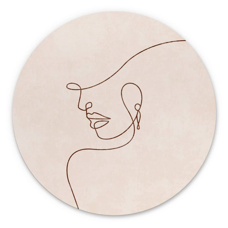 Wandbild Zarte Konturen einer Frau - Line Art - Tunaboylu - Alu-Dibond Rund - WA464421