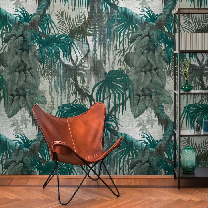 Fototapete Dschungel in Grüntönen - Vliestapete mit Tropenmotiven - Exotisches Design - WA418373