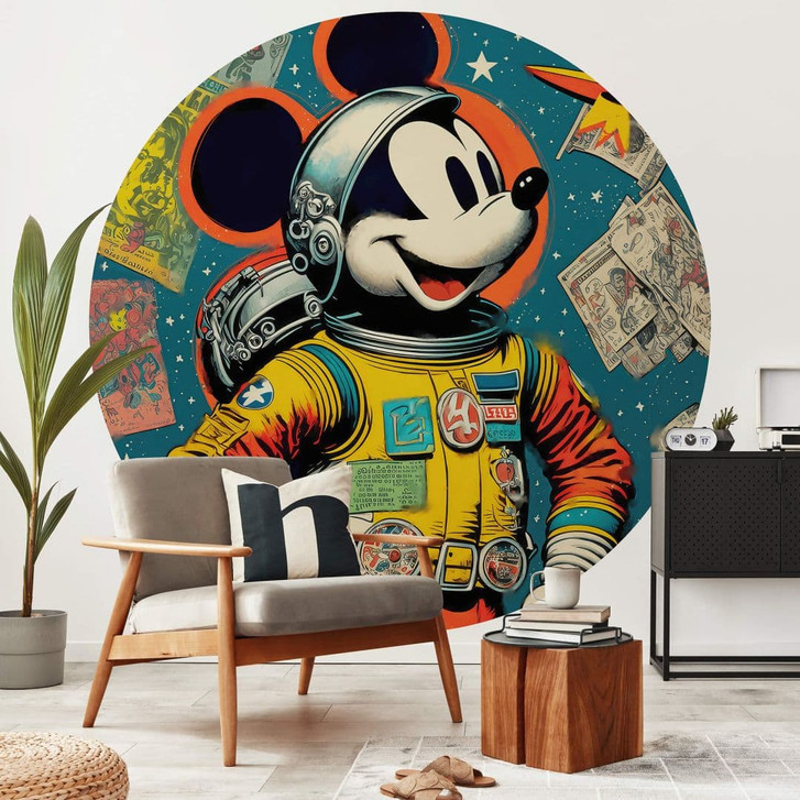 Fototapete Treechild - Mickey als Astronaut im Retro Stil - Rund - Selbstklebend/Vlies - WA469657