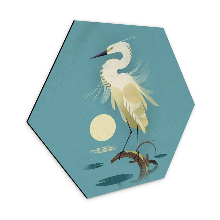 Hexagon - Alu-Dibond Braun - Reiher - WA340710